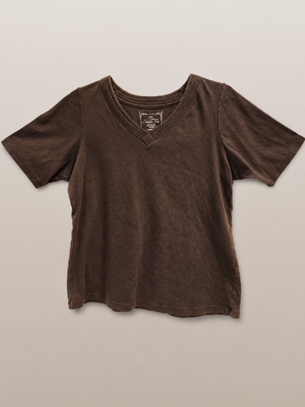 "The Stitch Tee" Brown Cotton Basic Women's Shirt - 18/20